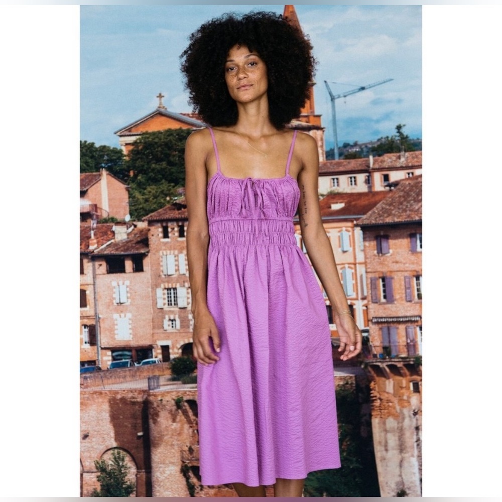 Ciao Lucia S Gabriela Dress Sundress Iris Lavender Seersucker Cotton NWT